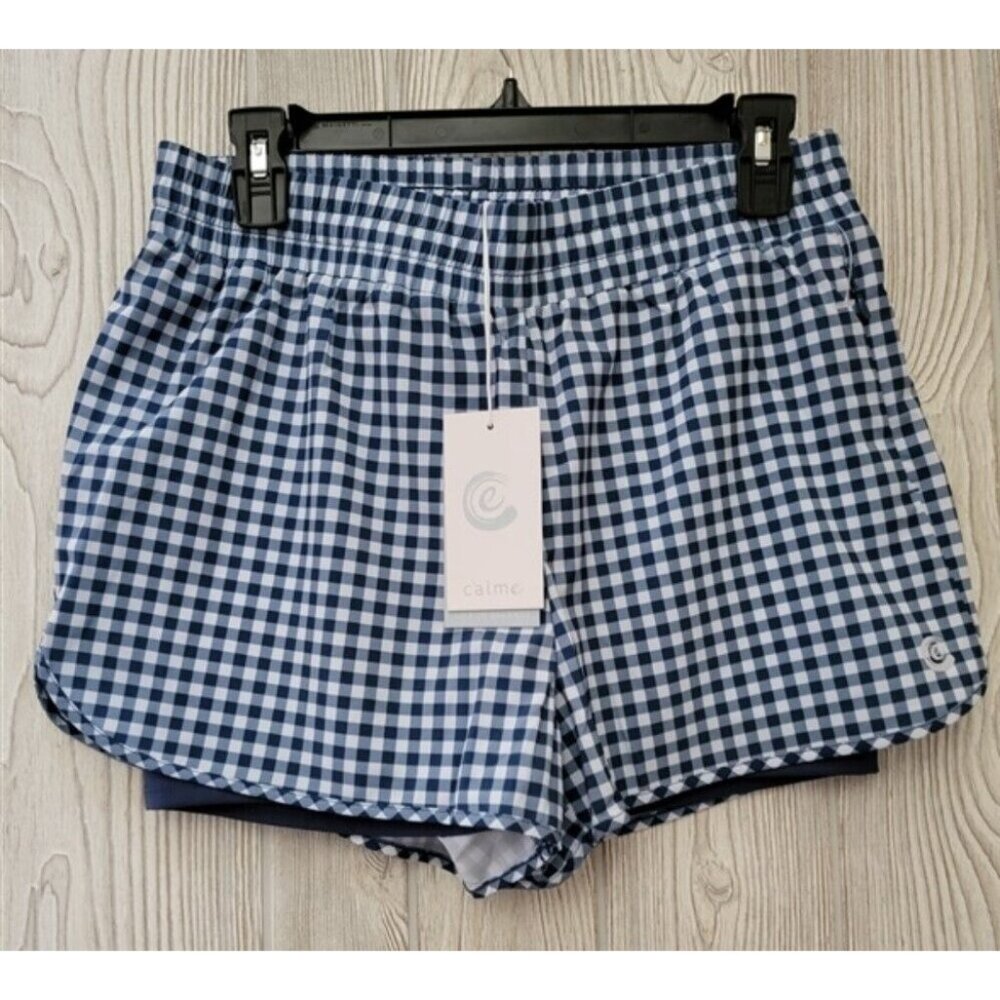 NWT Calme  XXL Elements Travel Shorts Gingham Blue 115372